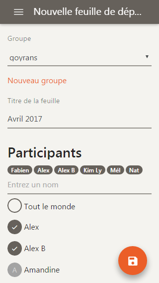 Créez une feuille pour les dépenses partagées avec vos colocataires du mois d’avril, sur mobile